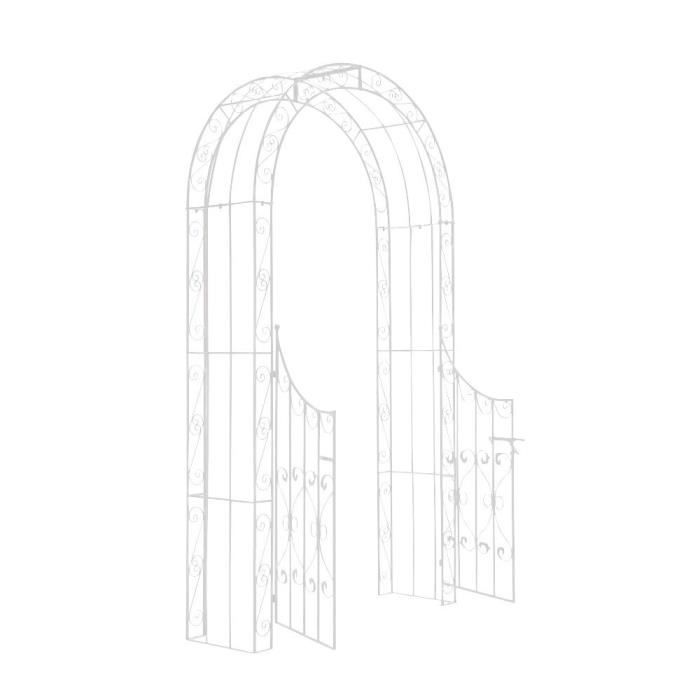 CLP Arche à rosiers SINA avec PORTILLON, exclusive, arceau à rosiers en métal, hauteur 235 cm, largeur 108,5 cm250 cm - blanc CLP