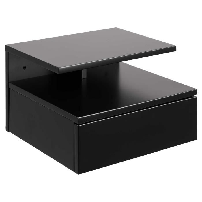table de chevet murale ashton - emob - noir - 1 tiroir - contemporain - meuble de chambre