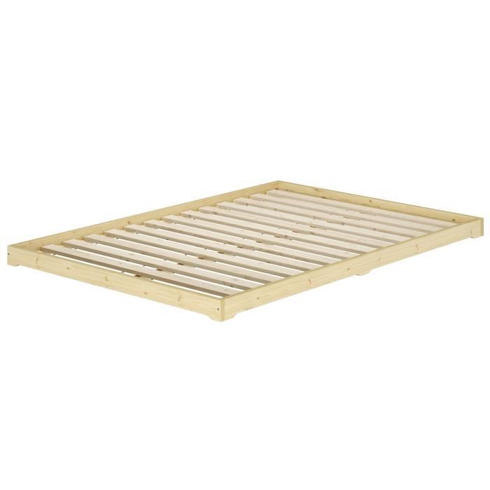 lit futon en bois naturel erst-holz - surface 140x200 - sommier à lattes incl. - confortable et écologique