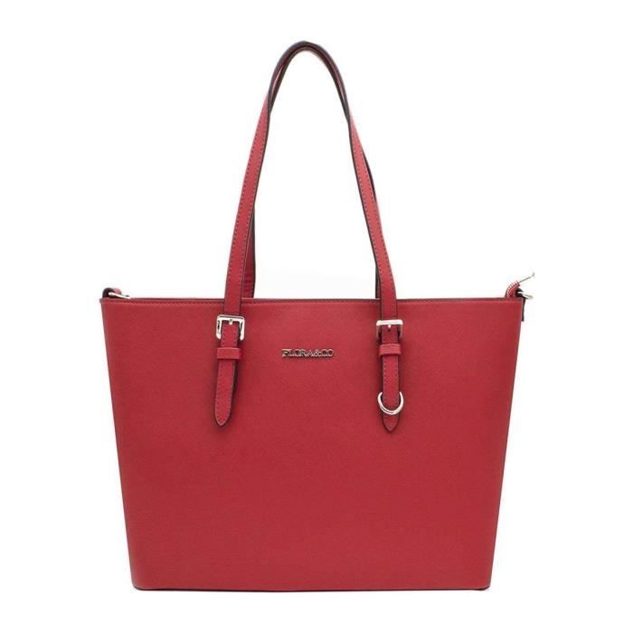 Flora Co Paris Sac Cabas Femme Classe Saffiano Format A4 Rouge