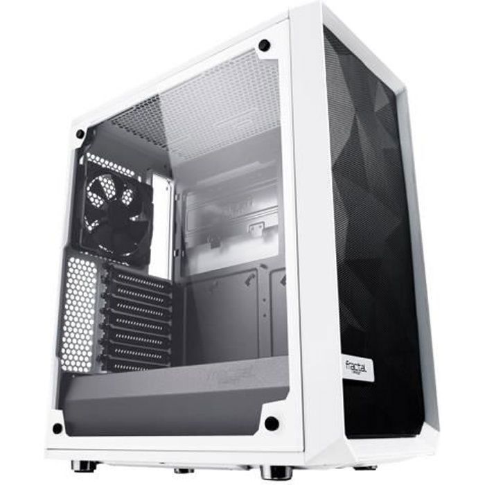 FRACTAL DESIGN BOITIER PC Meshify C – Blanc – Verre trempé – Format ATX (FD-CA-MESH-C-WT-TGC)