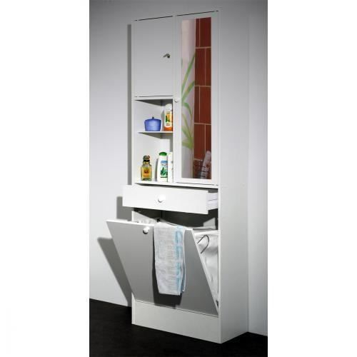Armoire Salle De Bain Bac A Linge Integre Blanc Achat Vente