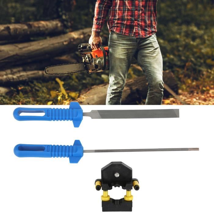 Kit D'Affûtage Tronçonneuse Floweringbeter Avec Cadre Guidage Et 3 Limes - Entretien Précis Chaîne