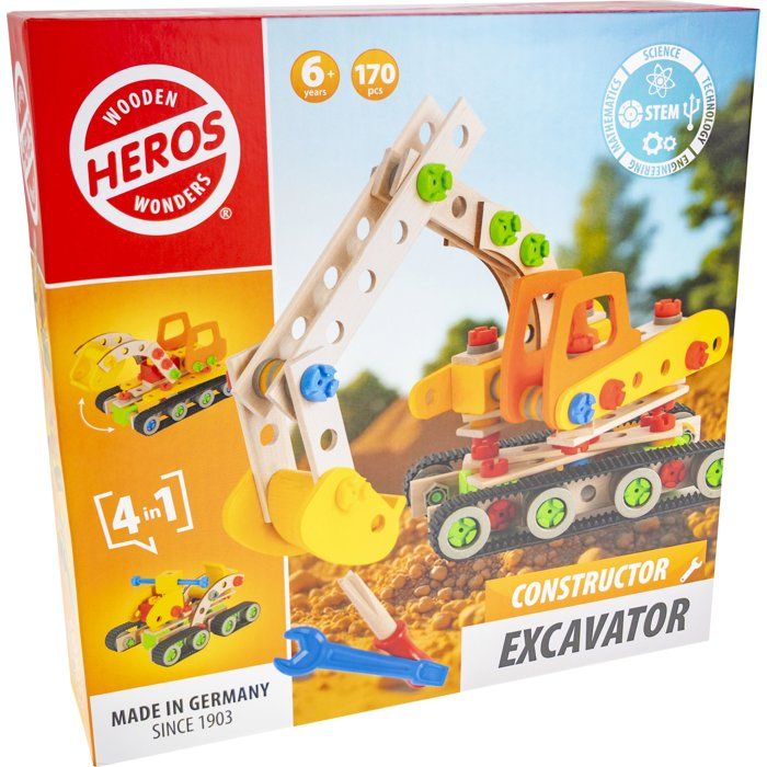 HEROS Constructor Pelleteuse à construire En bois 100 % certifié FSC® 170 pièces Dès