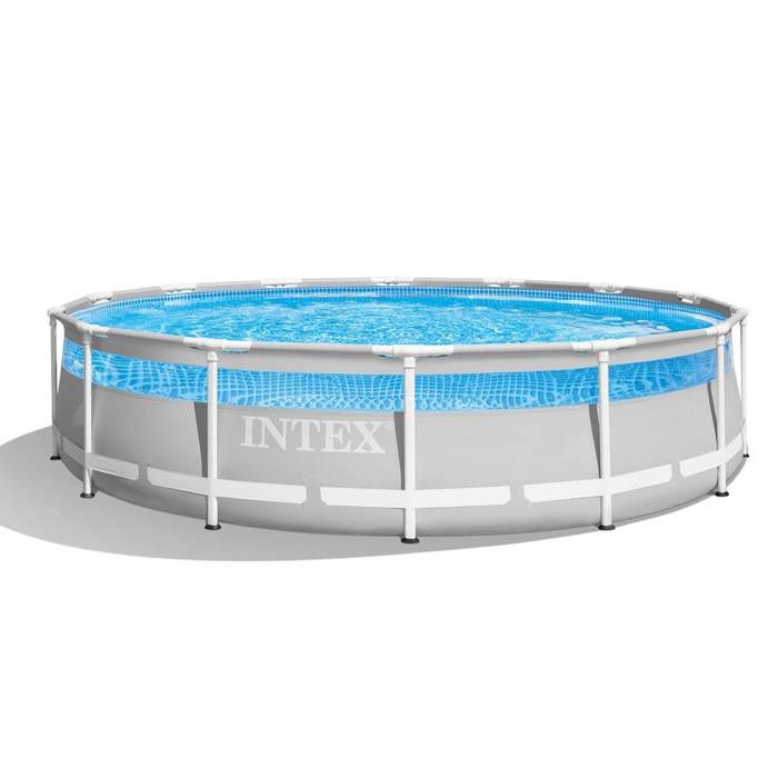 Kit Piscine hors sol tubulaire INTEX - Pris Frame - 427 x 107 cm - Ronde (Pompe, bâche, tapis de sol