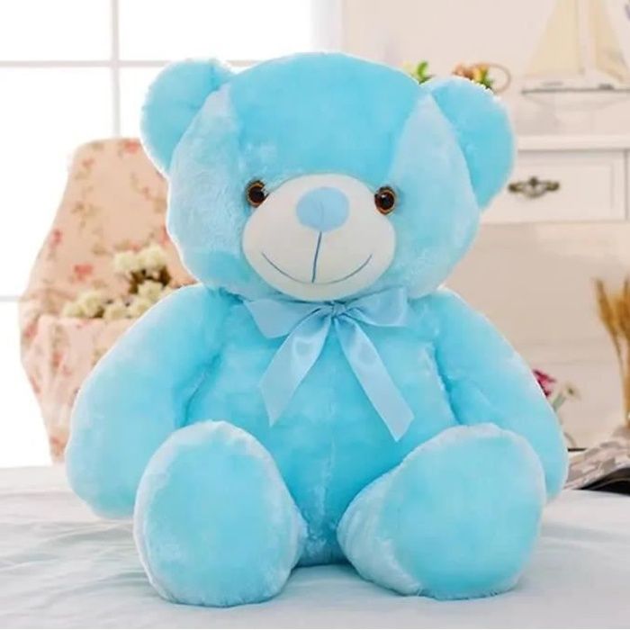 Poupée Ours En Peluche LED Animaux Lumineux Peluche Bleu - 30cm