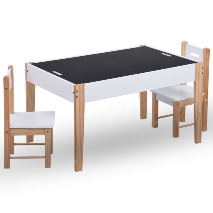 FASHTROOM Ensemble de table et chaises pour enfants 3 pcs Noir et blanc 111607