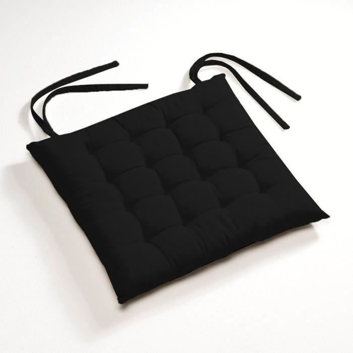 Galette De Chaise - - Effet Tapissier D'antan Noir 40x40 Cm - Maison
