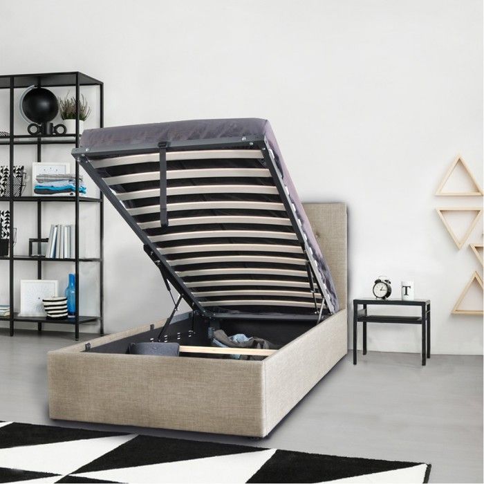 Lit coffre PARMA 90x190 + 1 sommier / Beige