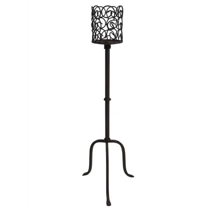 Grand Bougeoir sur Pied Candélabre Porte Bougie Chandelier en Fer Patiné  Marron 18x18x70cm - Achat / Vente bougeoir - chandelier - Cdiscount