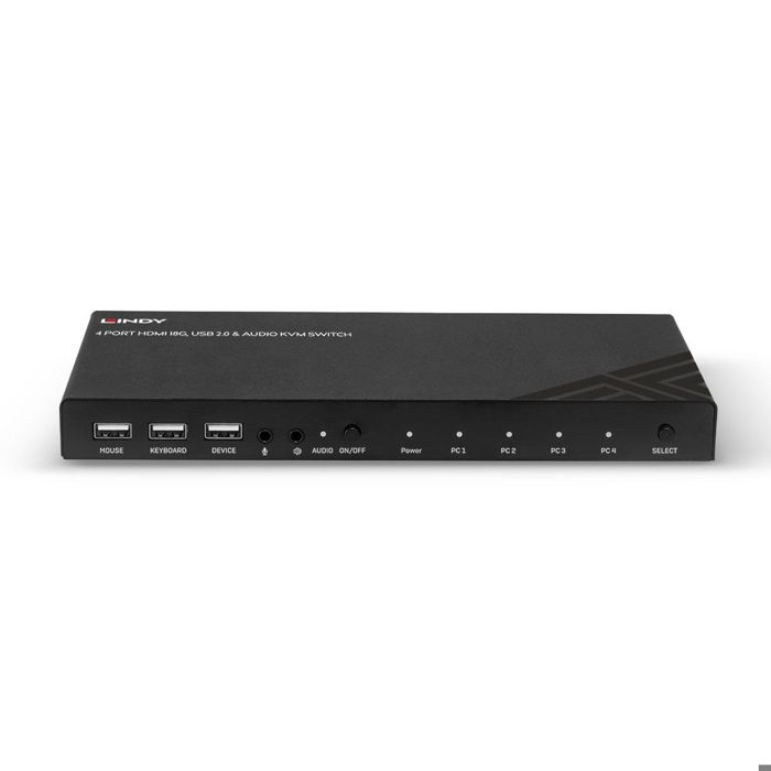 Switch KVM HDMI - Lindy - 4 Ports - 4K@60Hz - USB 2.0 - Audio Stéréo