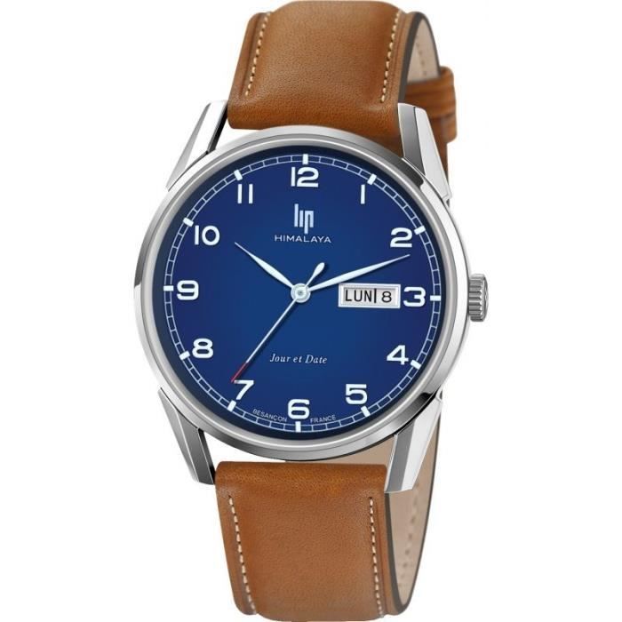 Montre - LIP - Himalaya 40 - Acier - Cuir Marron - Etancheité 5 ATM