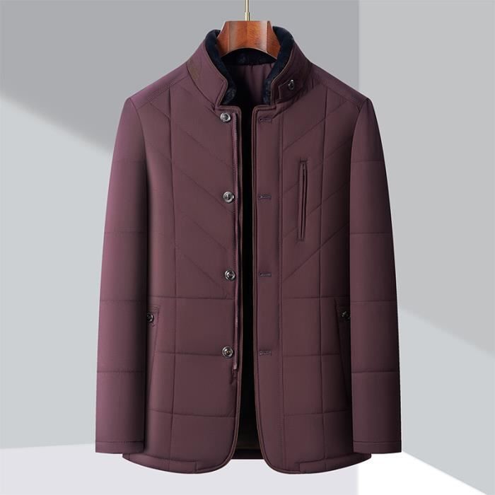 Manteau Homme Col montant Epais Chaude Hiver Casual Bordeaux