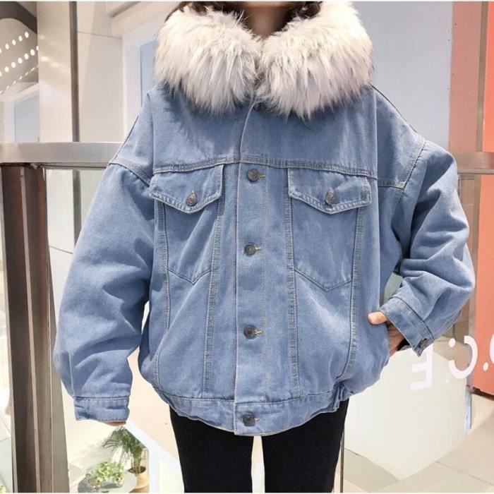 Veste Jeans Femme Col Fourrure Cdiscount