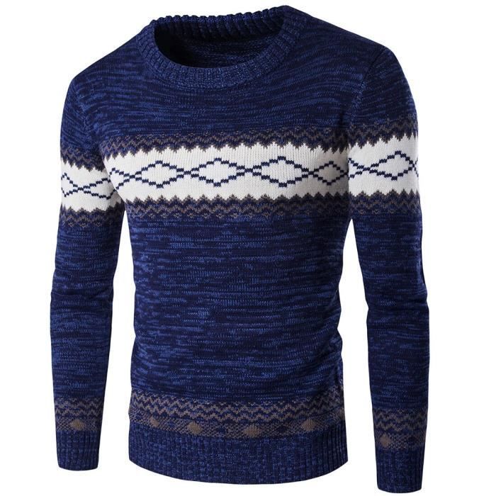 Pull Homme Mode Ras du Cou Motif Flocon de Neige Manche longueTricot Loisir V Tement Masculin