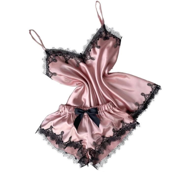 Ensemble De Pyjama Long É Blanc À Empiècement Fleur | Lingerie