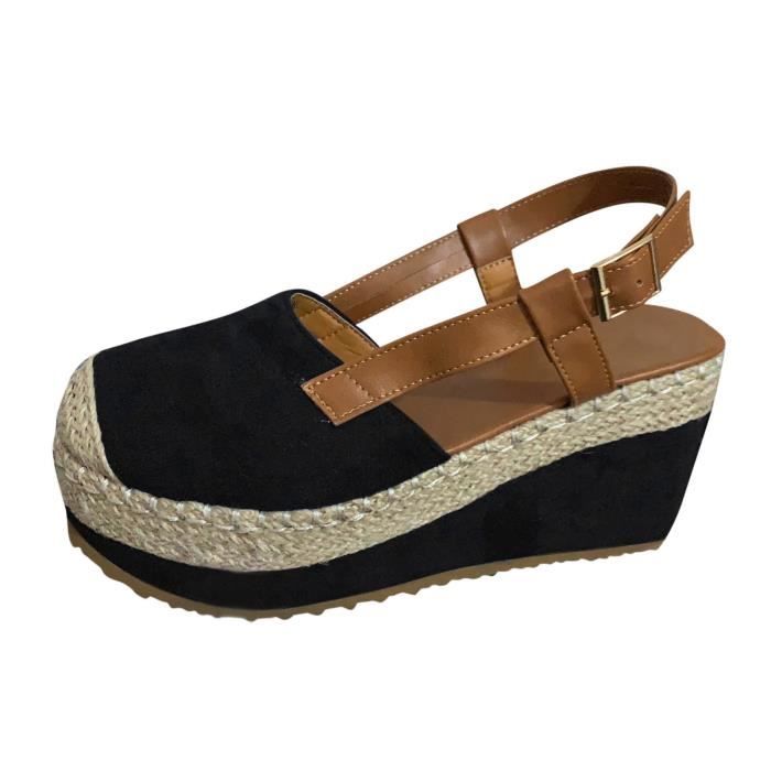 chaussures compensées paille