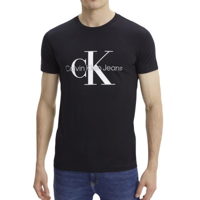 T shirt Calvin Klein Core monogramme slim Noir Homme