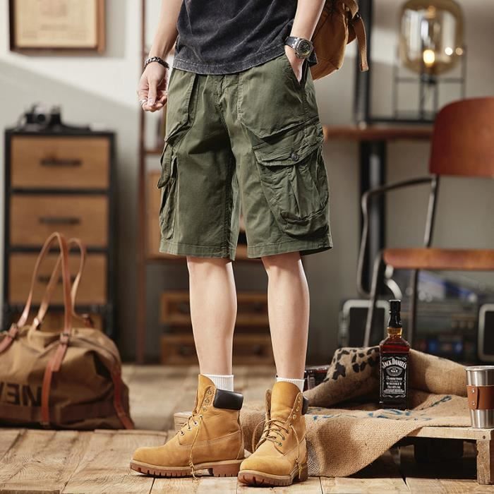 Bermuda Homme Cargo en coton Coupe ample Taille standard