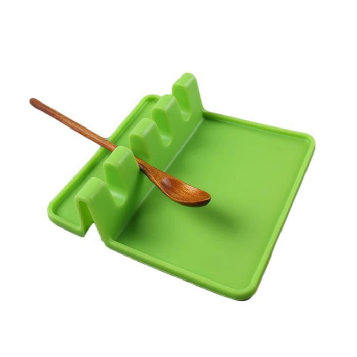Vert) Plateau à ustensiles de cuisine en silicone, porte-cuillère
