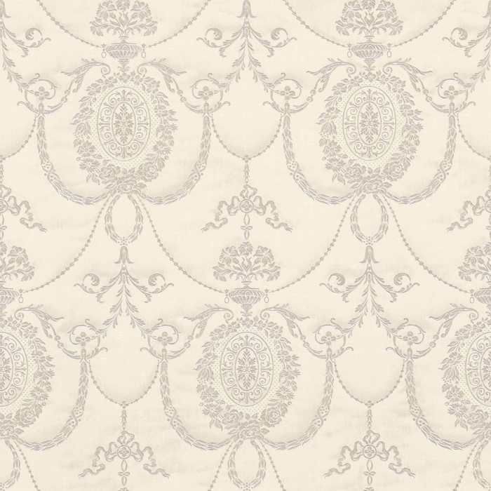 Papier Peint Intissé Baroque Gris/Beige - 0,53x10,05m - Arcadia Grandeco - Collection Vibes Texturés