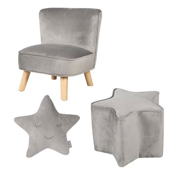 Roba Fauteuil Et Pouf Enfant Lil Sofa Coussin Decoratif Etoile Gris Argente Cdiscount Puericulture Eveil Bebe