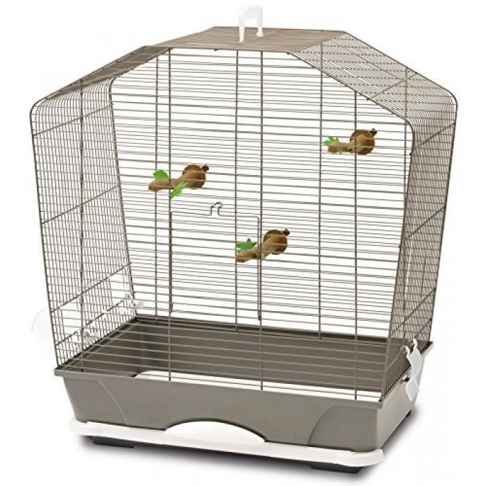 Comparer les prix de Cage pour petit oiseau - SAVIC - Camille 40 - Gris - Intérieur - 54 x 32 x 55 cm