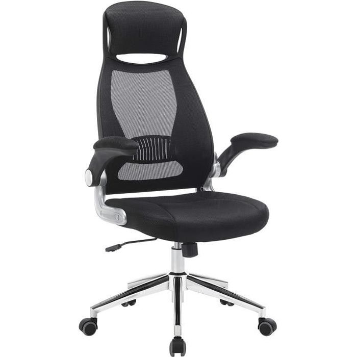 SONGMICS Chaise de bureau - Accoudoirs réglables OBN86BK