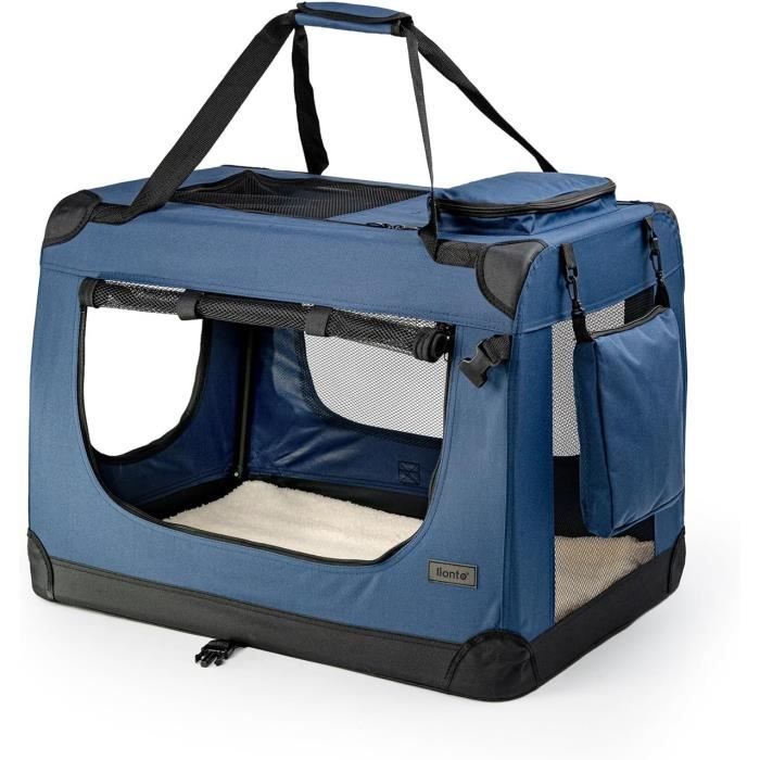 Lionto Caisse de Transport Pliable pour Chien Voiture Box Sacoche, (M)  60x42x44 cm Bleu [155] - Cdiscount
