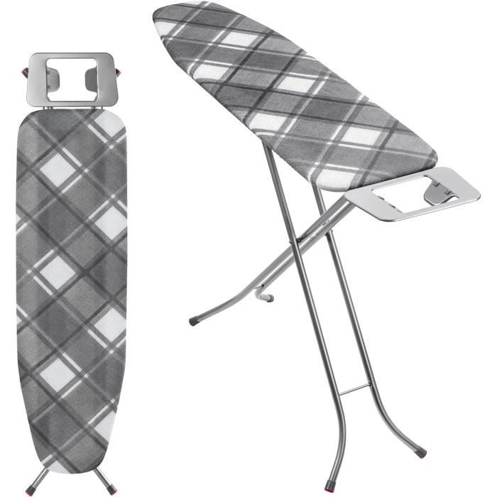 Table à Repasser Pliable UTAH 125x41cm - Acier, Hauteur Réglable 96cm, Repose-Fer
