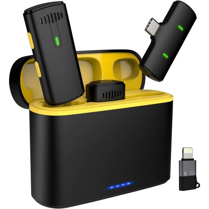Micro Cravate Sans Fil TONOR TL350 - Double Micro Lavalier Avec Étui Chargeur Pour IPhone, YouTube, Podcast