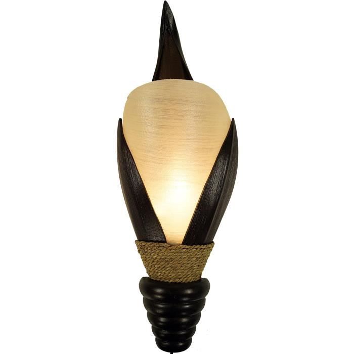 Livre Lumineux Guru-Shop Lampe De Table / Table LampeOkawango, Fait à La Main à Bali Matériau Naturel Unique, Bois Flotté, Coton - Modèle Okawango, Boisdedérive, 40x35x16 Cm Lampe Bonhomme