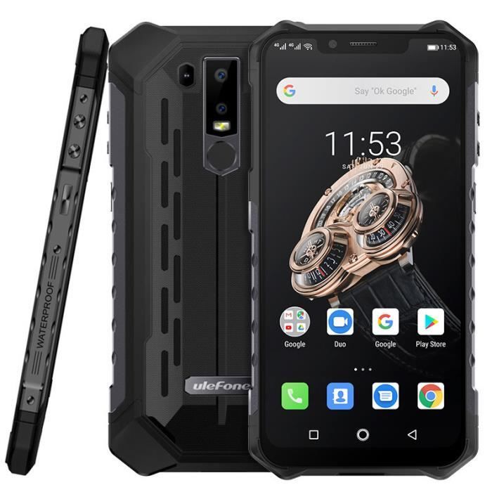 Achat T&eacute;l&eacute;phone portable Ulefone Armor 6S 4G Smartphone 6Go + 128Go IP68 Etanche NFC 6.2" 19: 9 FHD Helio P70 5000mAh Android 9.0 caméra 21MP + 13MP Noir pas cher