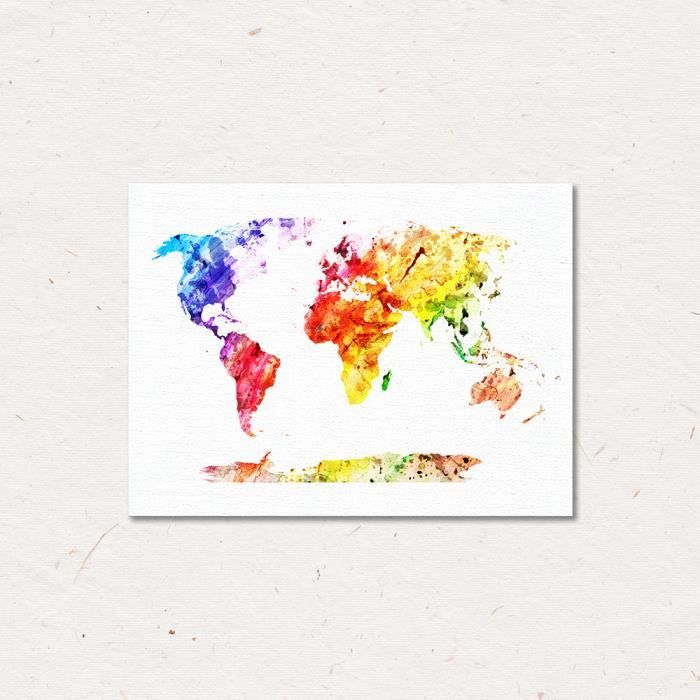 50x60cm Carte Du Monde Coloree Impression Sur Toile Peinture A L Huile Art Mural Dessin D Ornement Decor Interieure Sans Cadre Achat Vente Tableau Toile Cdiscount