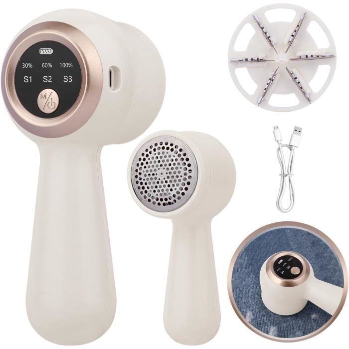 Rasoir Anti Bouloche Electrique Anti Peluche USB Rechargeable Portable avec 2 lames et Brosse de