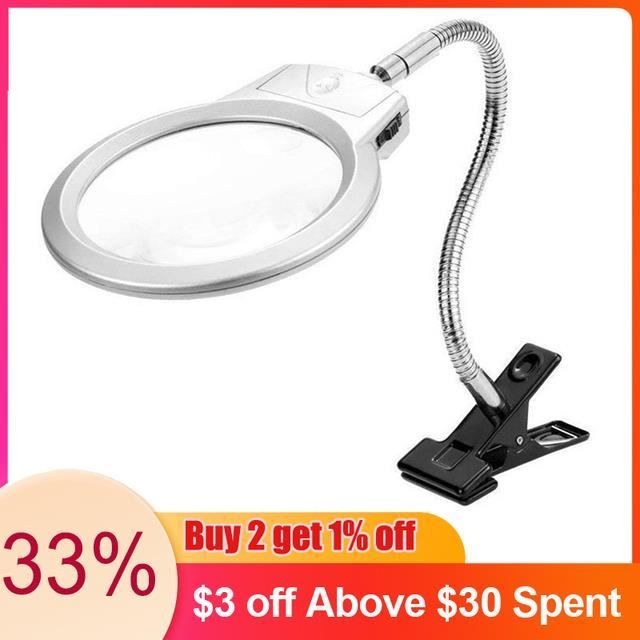 Lampe Loupe LED Sur Pince - Manutan Expert - 2.25x Grossissement - Bras Flexible 80cm - 600 Lumens - Parfaite Pour Bricolage Et Bijouterie
