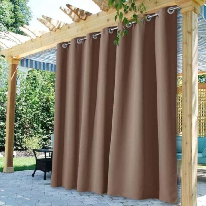 HolidayIdeas Lot De 4 Rideaux Semi-transparents En Lin Naturel Imperméables Pour Porche, Terrasse, Piscine, Terrasse, 137 X 304 Cm (l X L