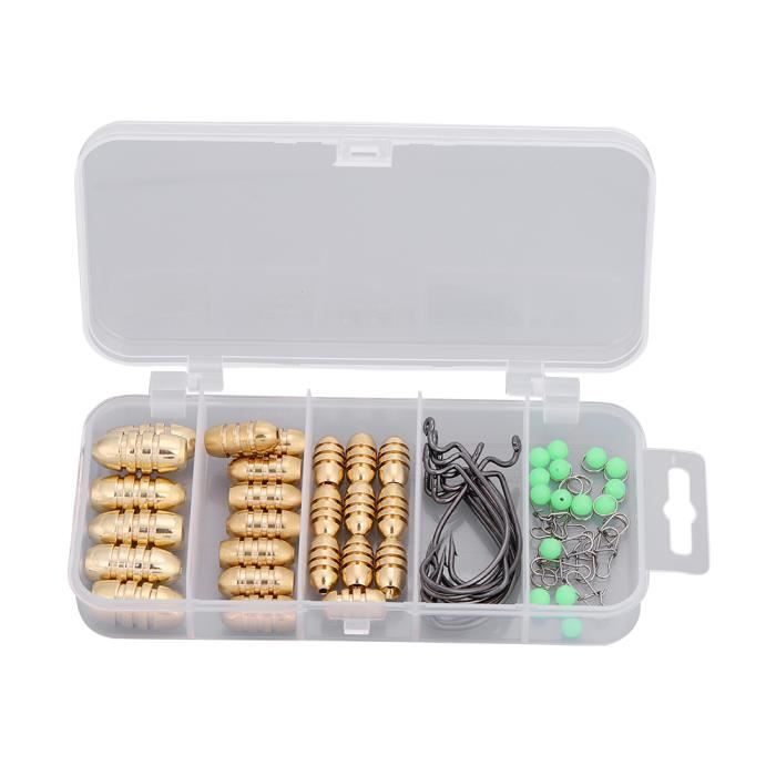 Kit De 46 Plombs De Pêche En Laiton SUNGOOYUE – Filetés Et Biseautés, 5 Tailles, Boîte De Rangement, Pour Eau Douce Et Salée