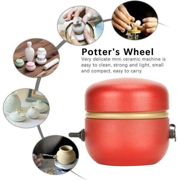 Set Complet Poterie Pour Enfants - Tour électrique Mini Avec Argile, Peintures Et Outils - Activité Créative DIY Dès 6 Ans