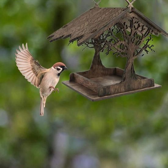 Mangeoire à oiseaux sauvages en bois sur pied de 128 cm – Nichoir Perchoir  décoratif avec toit résistant aux intempéries - Cdiscount Jardin