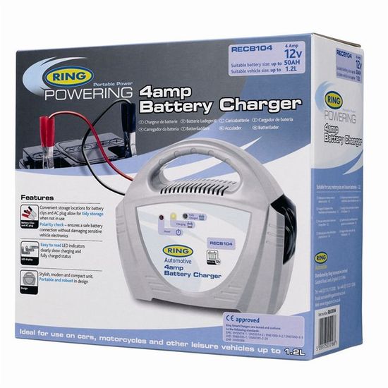 CHARGEUR DE BATTERIE 4 AMP AUTO MOTO BATEAU 12 Volts NEUF