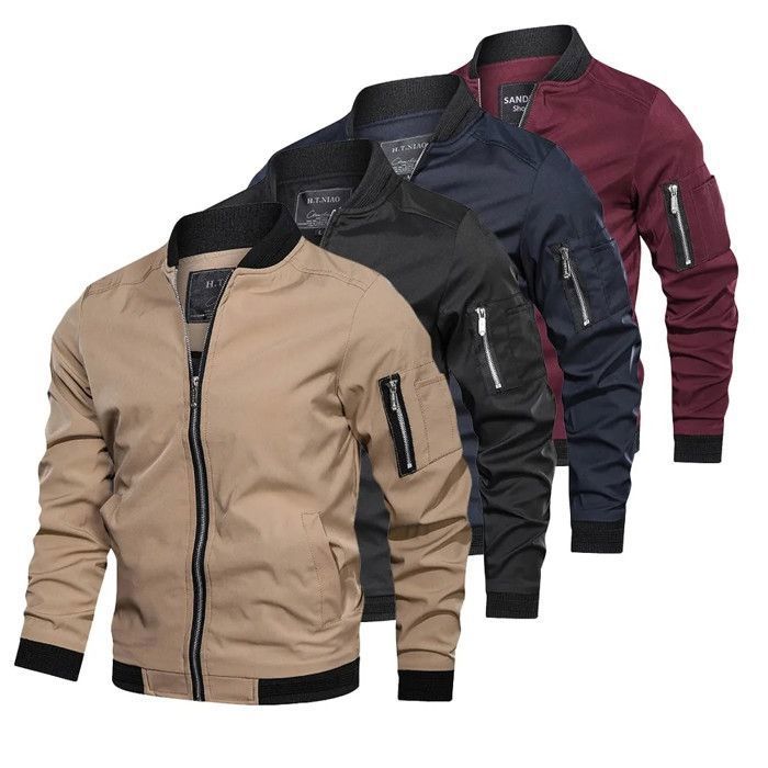 Blouson Homme Léger été/printemps - Style Aviateur Décontracté - Coupe-vent Imperméable Zippé - Poches Pratiques - Pour Randonnée, Sortie, Quotidien