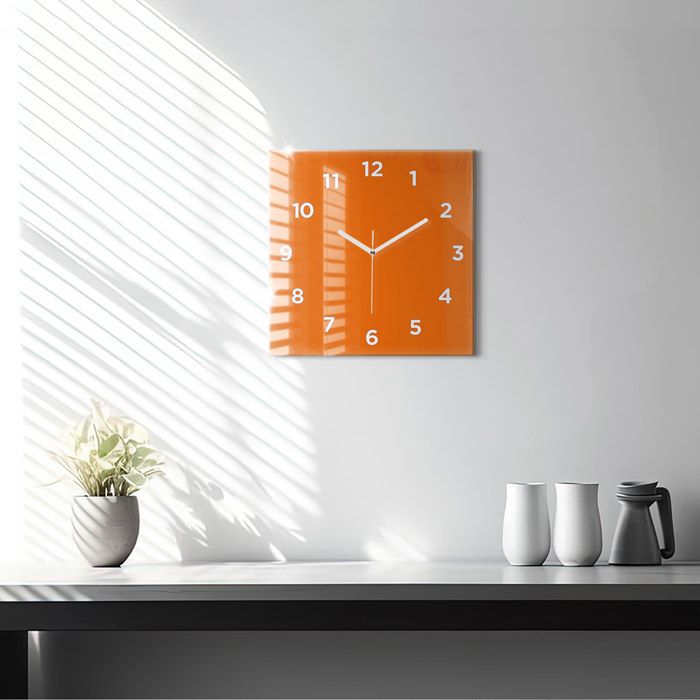 Horloge Murale En Verre Design Vintage – Oranges Colorés Rétro Fruits – 30x30 Cm