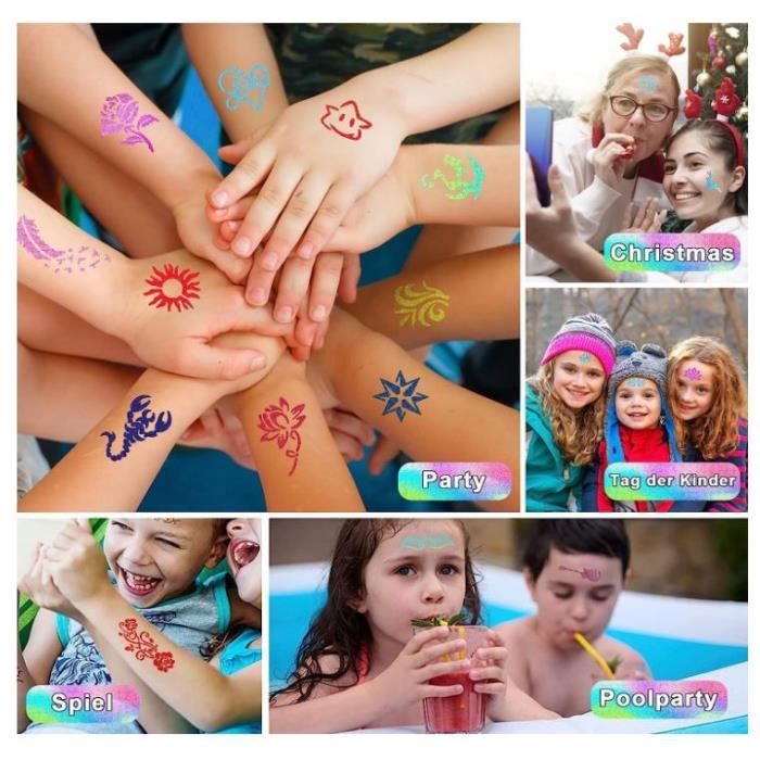 Clundoo 6PCS Stylos Tatouage Enfant, Stylos Gel à Paillettes Tatouage