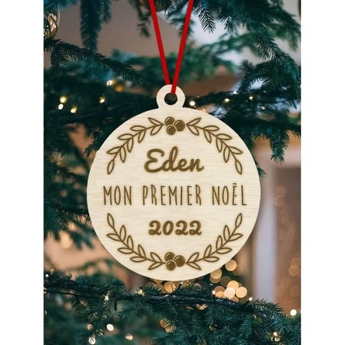 Boule De Neige Mon Premier Noël Personnalisable , Prénom Ou Texte Au Choix  - En Bois Gravé[u614] - Cdiscount Maison