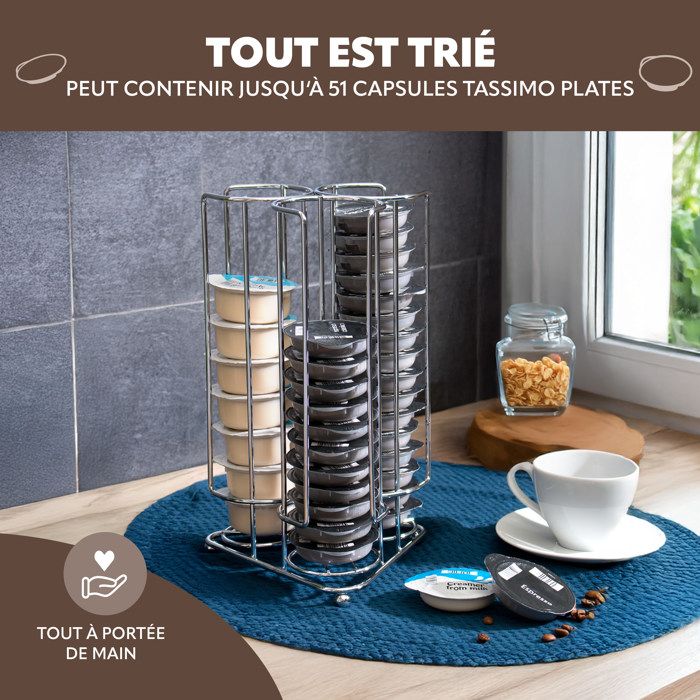 Support Pour Capsules Tassimo - Rangement Pour 51 Capsules - Noir - Design En Métal Pratique Pour La Cuisine - 2
