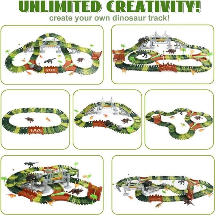 Circuit De Course Dinosaures CELMAN – Piste Flexible Avec 4x4, Loopings 360° Et Figurines – Dès 3 Ans