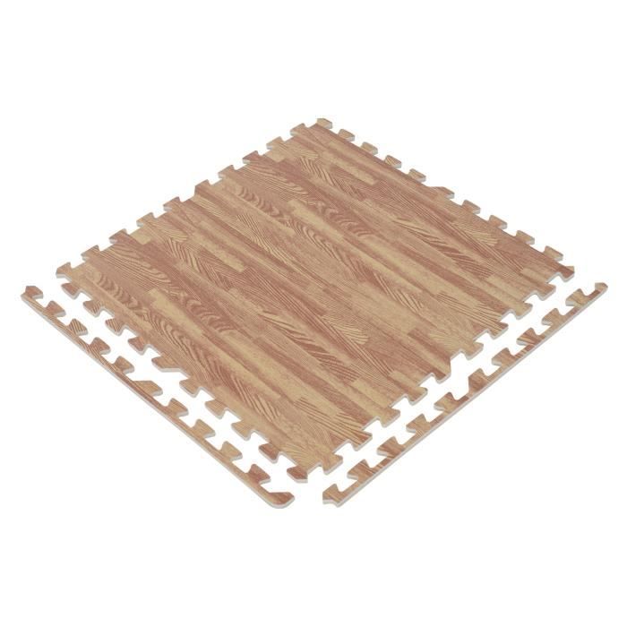 Tapis interconnectables en mousse 62 cm x 62 cm x 13 mm avec bordures tapis  puzzle 25 pièces 9,3 m² de surface imitation parquet  - Cdiscount Sport