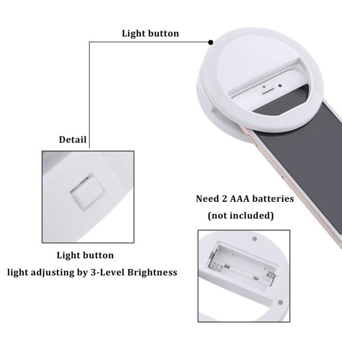 Flash Selfie lumière Téléphone Caméra Lampe Agrafe - Flash - Achat & prix