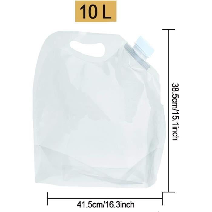 FISHSHOP Lot 2 Poches à Eau Pliable 10L – Sac D'Eau Potable Camping Randonnée Pique-Nique Barbecue Voyage, Sans BPA